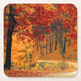 Porta-copo De Papel Quadrado Autumn Road