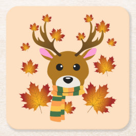 Porta-copo De Papel Quadrado Autumn Scarf Deer Mapaves