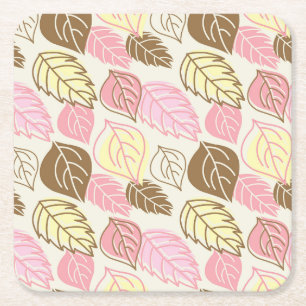 Porta-copo De Papel Quadrado Autumn Splendor: Leaf Seamless Pattern