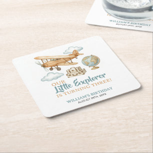 Porta-copo De Papel Quadrado Aventura Viagem Little Explorer Aniversário