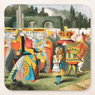 Porta-copo De Papel Quadrado Aventuras de Alice no País das Maravilhas Rainha d