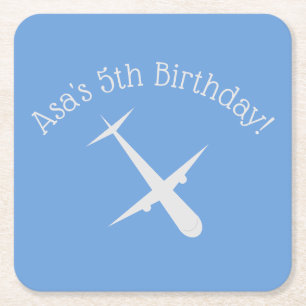 Porta-copo De Papel Quadrado Avião personalizado azul