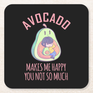 Porta-copo De Papel Quadrado Avocado Me Faz Feliz