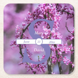 Porta-copo De Papel Quadrado Avondale Redbud Art Wedding Paper Coasters