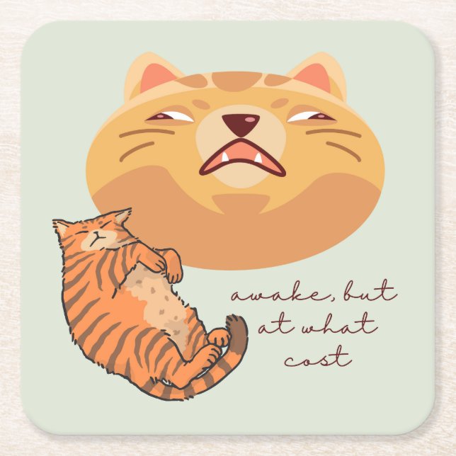 Porta-copo De Papel Quadrado Awake Orange Cat (Frente)