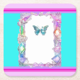 Porta-copo De Papel Quadrado Azul-borboleta bonito - Porta copos aqua