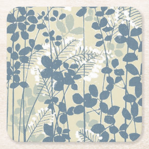 Porta-copo De Papel Quadrado Azul Botânico Japonês Vintage: Samambaia de Folha