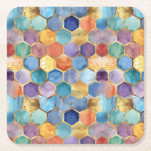 Porta-copo De Papel Quadrado Azul Colorido Roxo Laranja Amarelo Aniversário