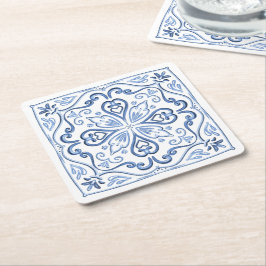 Porta-copo De Papel Quadrado Azul empoeirado moderno e branco