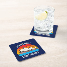 Porta-copo De Papel Quadrado Azul Personalizado Da Ópera Da Sydney Austrália