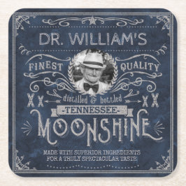Porta-copo De Papel Quadrado Azul Personalizado de Medicina Hillbilly Vintage