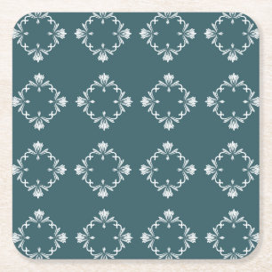 Porta-copo De Papel Quadrado Azulejo Azul Turquesa com Enfeite Ornamental
