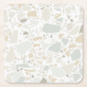 Porta-copo De Papel Quadrado Azulejo Branco moderno e simples Terrazzo