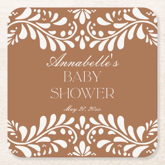 Porta-copo De Papel Quadrado Azulejo Clay Talavera Chá de fraldas Fiesta Espanh (Frente)