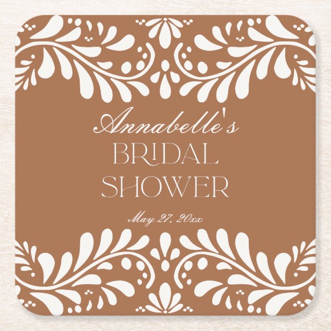 Porta-copo De Papel Quadrado Azulejo Clay Talavera Festa Espanhola Chá de Panel (Frente)