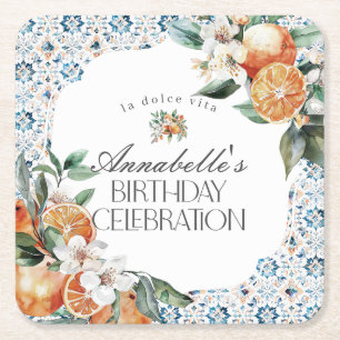 Porta-copo De Papel Quadrado Azulejo da Toscânia Decoração da Mesa Italiana