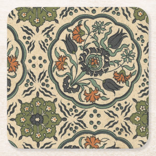 Porta-copo De Papel Quadrado Azulejo Floral Decorativo