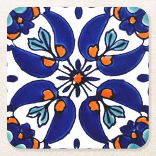 Porta-copo De Papel Quadrado Azulejo mexicano Talavera Terracotta nº 1