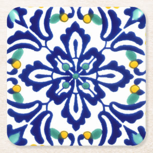 Porta-copo De Papel Quadrado Azulejo mexicano Talavera Terracotta nº 10