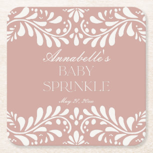 Porta-copo De Papel Quadrado Azulejo Rosa Talavera Espanhol Fiesta Baby Sprinkl