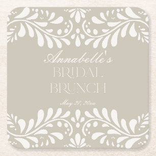 Porta-copo De Papel Quadrado Azulejo Talavera Bege Brunch de Noiva Fiesta Espan