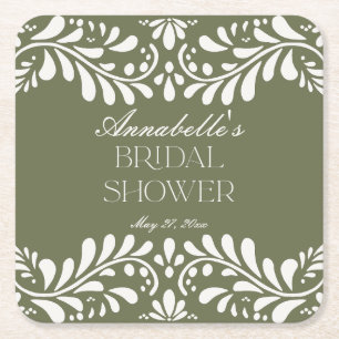 Porta-copo De Papel Quadrado Azulejo Verde Talavera Festa Espanhola Chá de Noiv