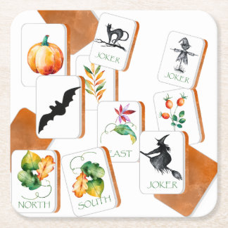 Porta-copo De Papel Quadrado Azulejos de Mahjong para Festa de Halloween
