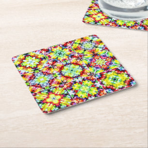 Porta-copo De Papel Quadrado Azulejos do Mediterrâneo, Azulejos de Tinta Álcool