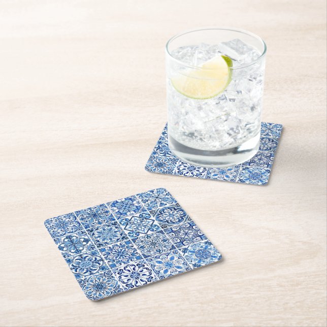 Porta-copo De Papel Quadrado Azulejos do Mediterrâneo, Portugal, Azulejo, Majol (Insitu)