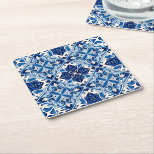 Porta-copo De Papel Quadrado Azulejos do Mediterrâneo, Portugal, Azulejo, Majol