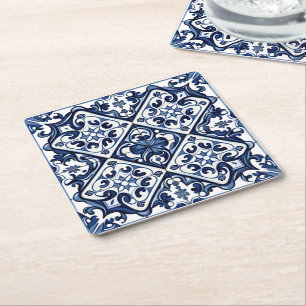 Porta-copo De Papel Quadrado Azulejos do Mediterrâneo, Portugal, Azulejo, Majol