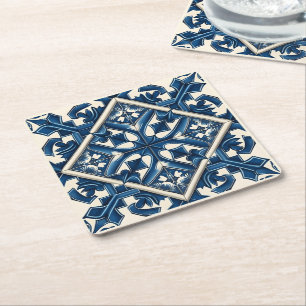 Porta-copo De Papel Quadrado Azulejos do Mediterrâneo, Portugal, Azulejo, Majol