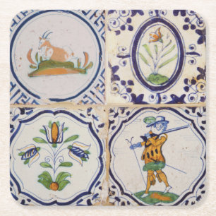 Porta-copo De Papel Quadrado Azulejos Holandeses Antigos Delft do século XVII a