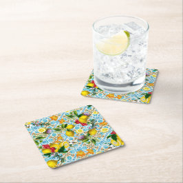 Porta-copo De Papel Quadrado Azulejos Padrão Mediterrâneo Azul