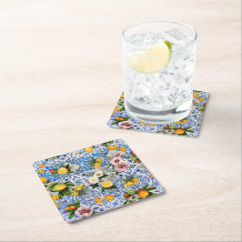 Porta-copo De Papel Quadrado Azulejos Padrão Mediterrâneo Azul