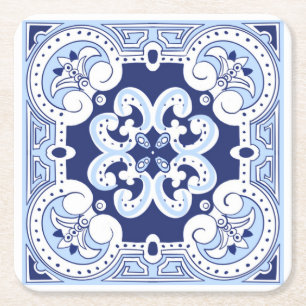 Porta-copo De Papel Quadrado Azulejos sicilianos, azulejo majolica