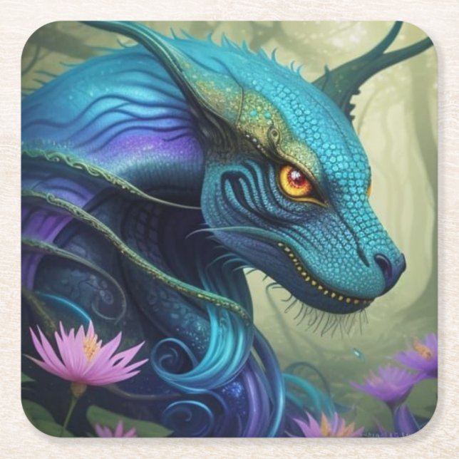 Porta-copo De Papel Quadrado „Azuris –Bewahrer des Zauberwaldes  (Frente)