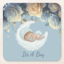 Porta-copo De Papel Quadrado Baby Boy Celebration