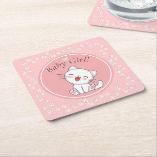 Porta-copo De Papel Quadrado Baby Girl Kitten Pawprint Paper Napkins