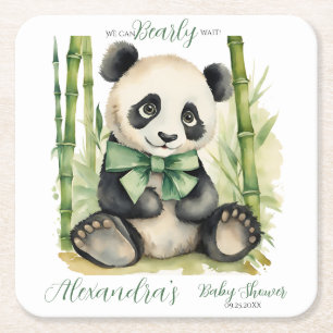 Porta-copo De Papel Quadrado Baby Panda Bear Gênero Chá de fraldas neutro