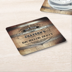 Porta-copo De Papel Quadrado Bachelor Party Rustic