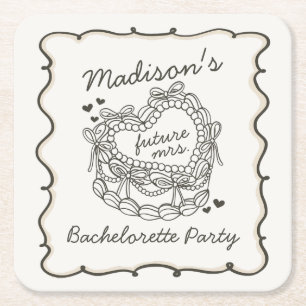 Porta-copo De Papel Quadrado Bachelorette Bake Retro Heart Coquette do Arco beg