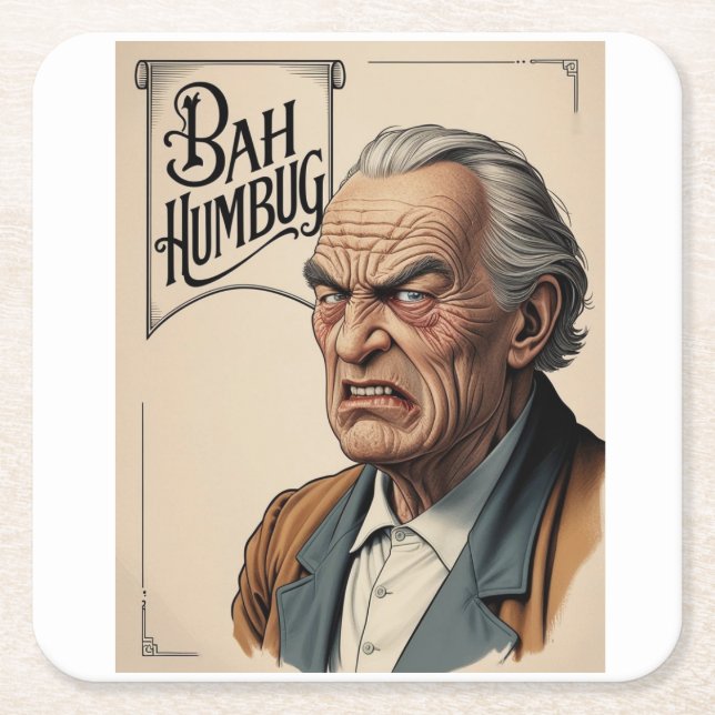 Porta-copo De Papel Quadrado Bah Humbug! (Frente)