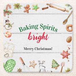 Porta-copo De Papel Quadrado Baking Spirits Bright Christmas