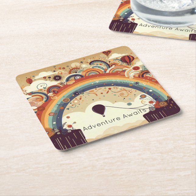 Porta-copo De Papel Quadrado Balão Flutuante (Inclinado)