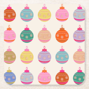 Porta-copo De Papel Quadrado Balas de Natal Coloridas Retro