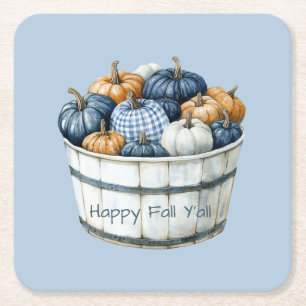 Porta-copo De Papel Quadrado Balde de Abóbora Laranja Xadrez Branco Azul