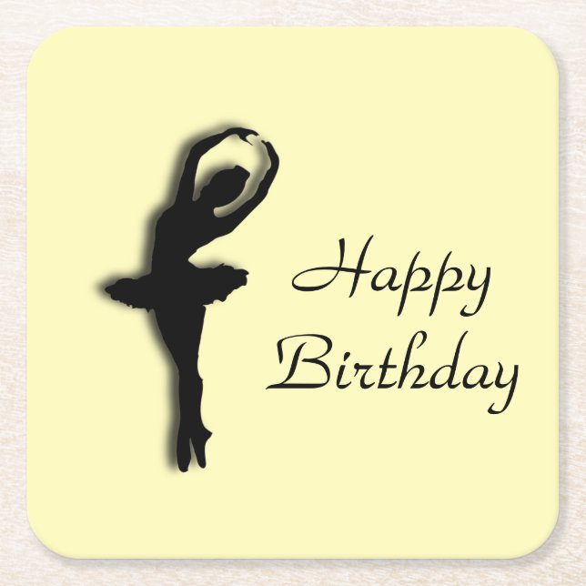 Porta-copo De Papel Quadrado Ballerina Birthday Yellow (Frente)