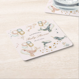 Porta-copo De Papel Quadrado Balões de Baleias Magnéticas Chá de fraldas de Est