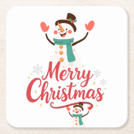 Porta-copo De Papel Quadrado Bálsamo Labial Festivo Homem de Neve Natal Feliz
